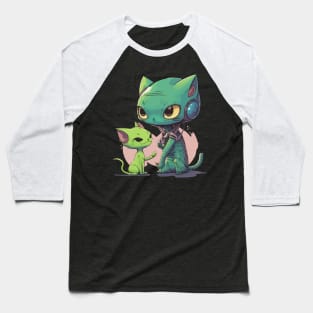 alien and cat Baseball T-Shirt